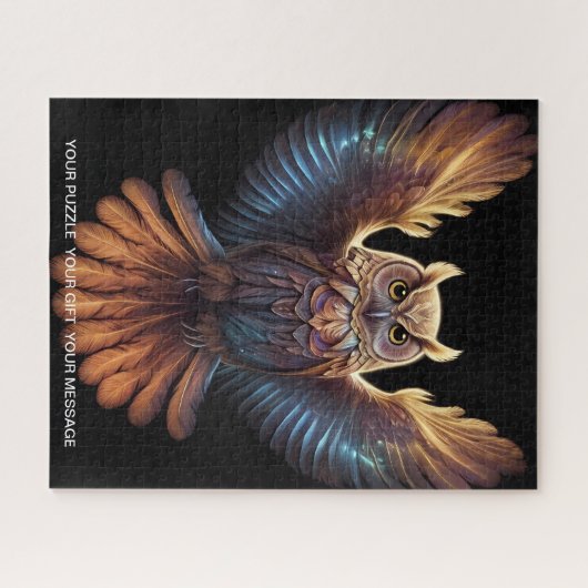 神秘的な光のフクロウ ジグソーパズル (横)
