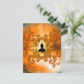 神秘的な光を持つ夕日の仏白熱［赤熱］光を放つ様。 ポストカード (スタンド正面)