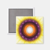 神秘的な光沢のあるオレンジ色のオーナメント マグネット (正面/裏面)