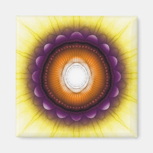 神秘的な光沢のあるオレンジ色のオーナメント マグネット (正面)