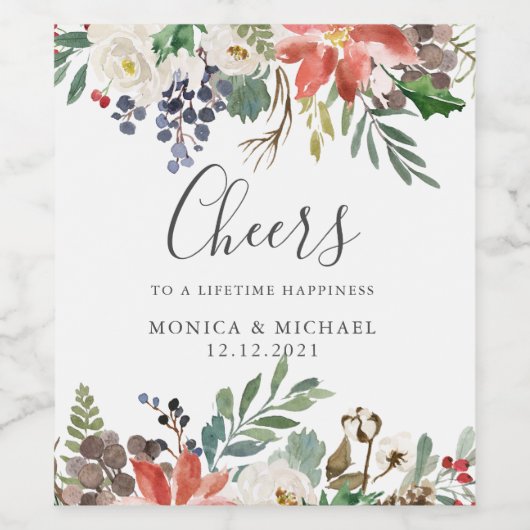 神秘的な冬のウェディングパーソナライズされた「応援」 ワインラベル (シングルラベル)