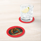 神秘的な冬のスタグレッドBG ラウンドペーパーコースター (インサイチュ)