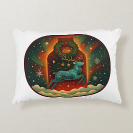 神秘的な冬の雄鹿 アクセントクッション