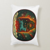 神秘的な冬の雄鹿 アクセントクッション (裏面(縦))