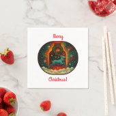 神秘的な冬の雄鹿 スタンダードカクテルナプキン (インサイチュ)