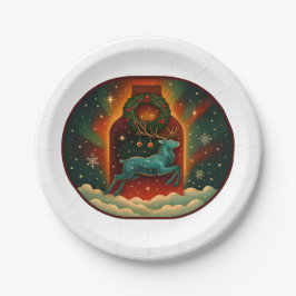 神秘的な冬の雄鹿 ペーパープレート