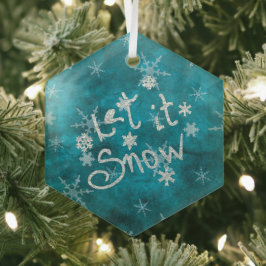 神秘的な冬の青い銀の雪片が雪を降らせる ガラスオーナメント