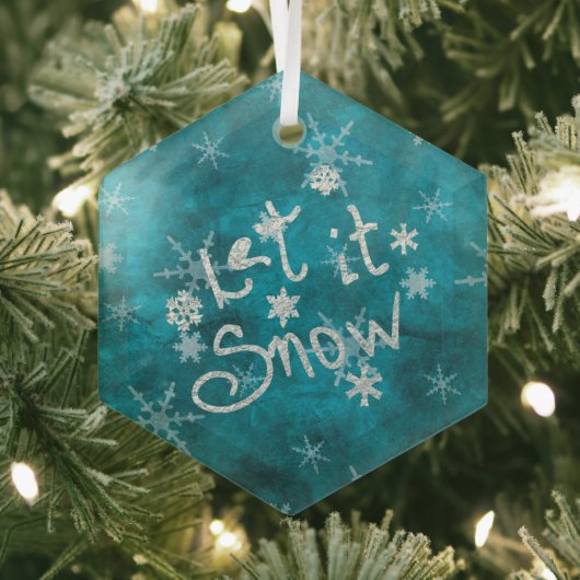 神秘的な冬の青い銀の雪片が雪を降らせる ガラスオーナメント (インサイチュ)