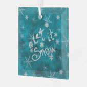 神秘的な冬の青い銀の雪片が雪を降らせる ガラスオーナメント (正面左)