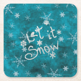神秘的な冬の青い銀の雪片が雪を降らせる スクエアペーパーコースター