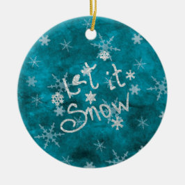 神秘的な冬の青い銀の雪片が雪を降らせる セラミックオーナメント