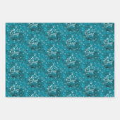 神秘的な冬の青銀の雪の結晶 雪が降りますように ラッピングペーパーシート (正面)
