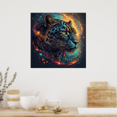 神秘的な効果を持つコズミックヒョウポートレート ポスター (キッチン)