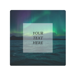 神秘的な北極の空 – 編集可能な文字ボックスのためのあなたのw メタルプリント