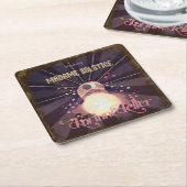 神秘的な占い師、クリスタルボール、ヴィンテージタロット スクエアペーパーコースター (アングル)