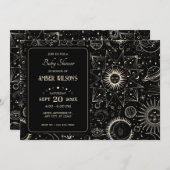 神秘的な占星術ボーホー天体ベイビーシャワー 招待状 (正面/裏面)