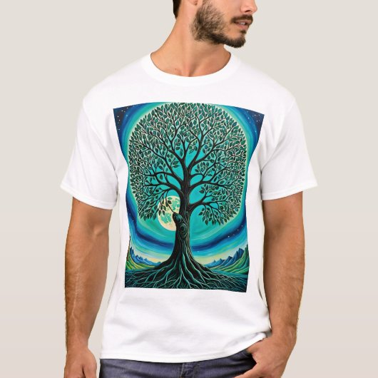 神秘的な命の木ムーンライトTシャツ Tシャツ (正面)