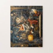 神秘的な場面のスチームパンクの説教壇でのキツネ ジグソーパズル (縦)