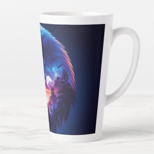 神秘的な夕日の風景が広がるワシ カフェラテマグ (右)