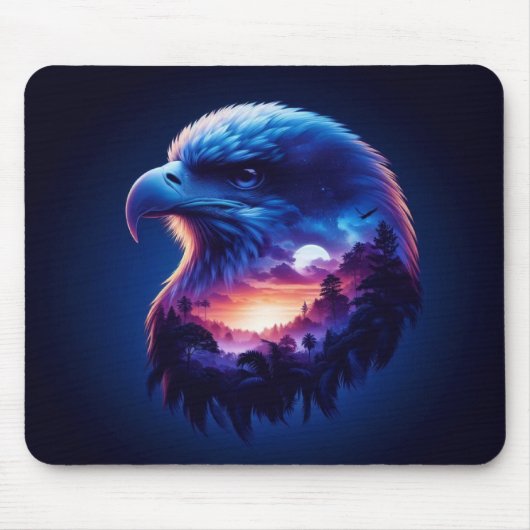 神秘的な夕日の風景が広がるワシ マウスパッド (正面)