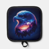 神秘的な夕日の風景が広がるワシ 鍋敷き (正面)