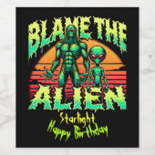 神秘的な夕暮れの下の謎めいたエイリアン ワインラベル (シングルラベル)