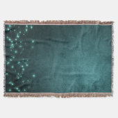 神秘的な夕暮れ星 |深いティール(緑がかった色)グリーンネオングロー スローブランケット (正面)