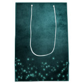 神秘的な夕暮れ星 |深いティール（緑がかった色）グリーンネオングロー ミディアムペーパーバッグ (裏面)