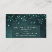 神秘的な夕暮れ星 |深いティール(緑がかった色)グリーンモノグラム 名刺 (裏面)