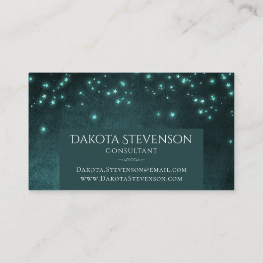 神秘的な夕暮れ星 |深いティール(緑がかった色)グリーンモノグラム 名刺 (裏面)