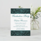 神秘的な夕暮れ星 |深いティール(緑がかった色)グロー卒業 招待状 (スタンド正面)