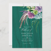 神秘的な多肉性ボヘミアン結婚ズ 招待状 (正面)