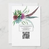 神秘的な多肉性ボヘミアQRコードRSVP 結婚's 招待状 (裏面)