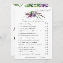 神秘的な多肉植物のブライダルシャワーゲーム 招待状