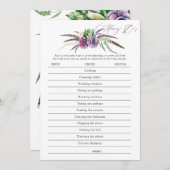 神秘的な多肉植物のブライダルシャワーゲーム 招待状 (正面/裏面)