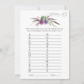 神秘的な多肉植物のブライダルシャワーゲーム 招待状 (正面)