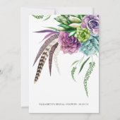 神秘的な多肉植物のブライダルシャワーゲーム 招待状 (裏面)