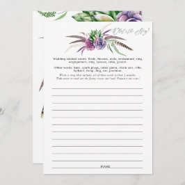 神秘的な多肉植物のブライダルシャワーゲーム 招待状