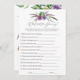 神秘的な多肉植物のブライダルシャワーゲーム 招待状