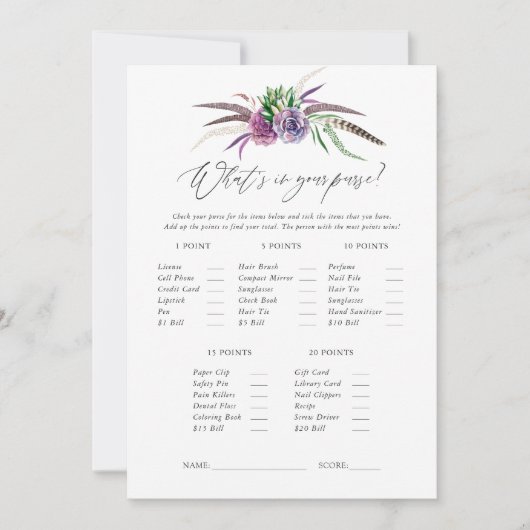 神秘的な多肉植物のブライダルシャワーゲーム 招待状 (正面)