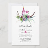 神秘的な多肉植物のワインバージョンのバーチャルブライダルシャワー 招待状 (正面)