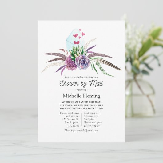 神秘的な多肉植物ブライダルシャワーバイメール 招待状 (スタンド正面)