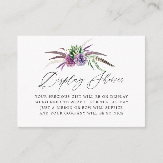 神秘的な多肉類ブライダルシャワーディスプレイシャワー エンクロージャーカード (正面)