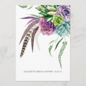 神秘的な多肉類ブライダルシャワー アドバイスカード (裏面)