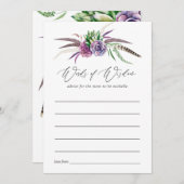 神秘的な多肉類ブライダルシャワー アドバイスカード (正面/裏面)