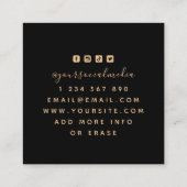 神秘的な夜のフクロタトゥーアーティストスタジオソーシャルメディア スクエア名刺 (裏面)