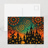 神秘的な夜の城のシルエット シーズンポストカード (正面/裏面)