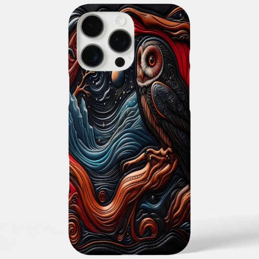 神秘的な夜の風景に佇むカラフルなフクロウ Case-Mate iPhoneケース (裏面)