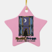 神秘的な夜:黒猫と三日月のシーン セラミックオーナメント (裏面)