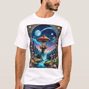 神秘的な夢の領域の妖精キノコTシャツ Tシャツ
